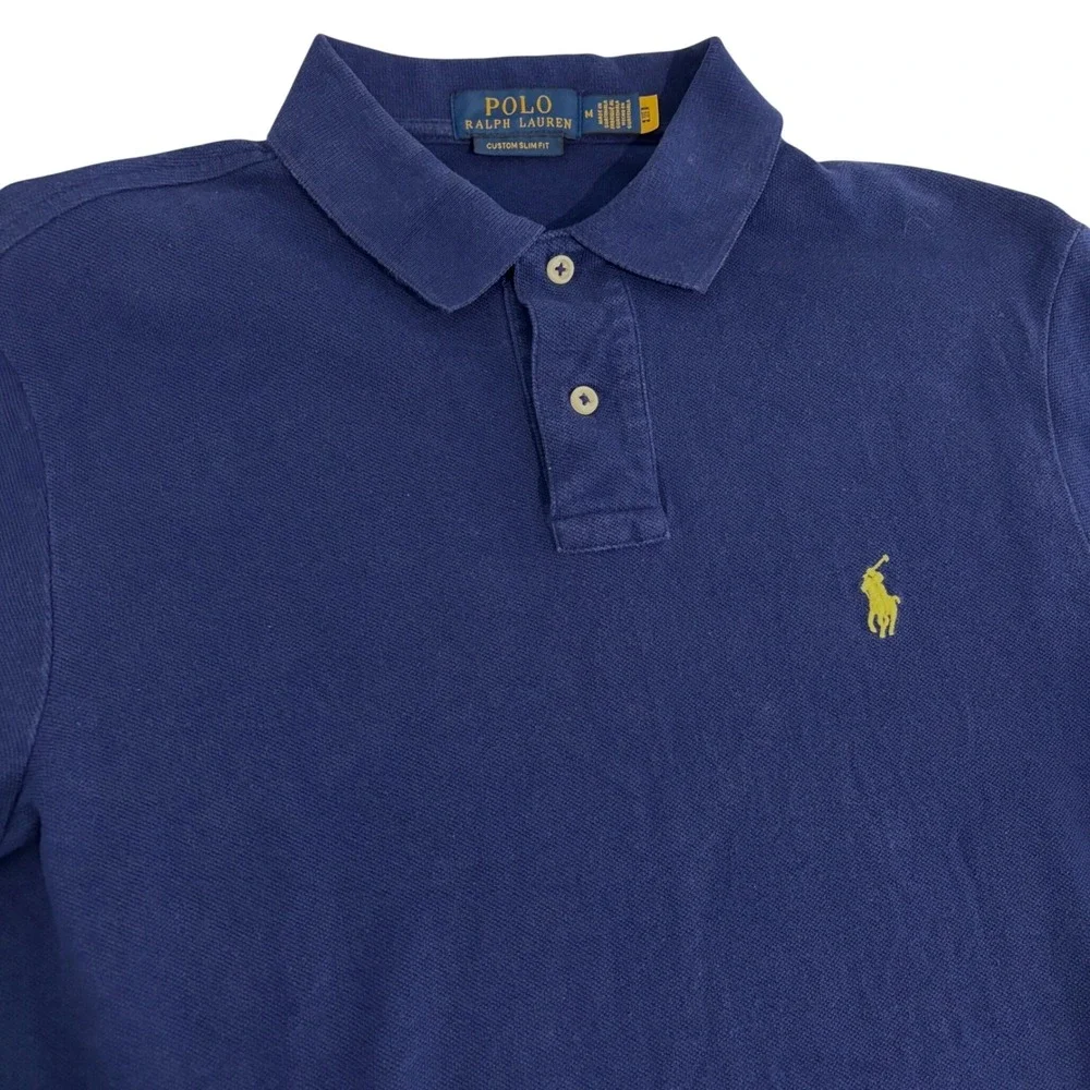 Polo Ralph Lauren Slim Fit Polo Shirt Mens M Navy Blue Short Sleeve Preppy